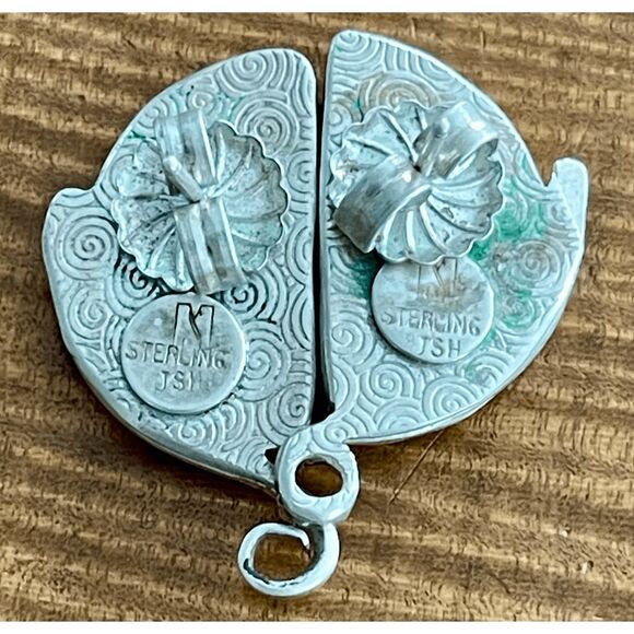 Sterling Silver Lepodolite JSH Signed Earrings And Faceted Pendant - Picture 11 of 11